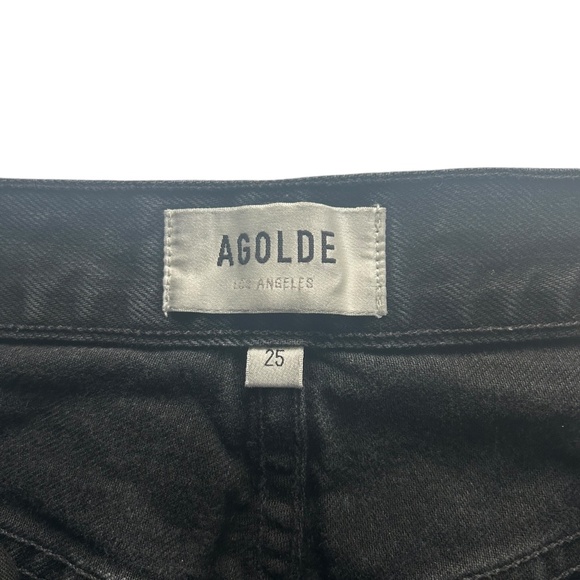 AGOLDE Black 90s Jeans – Straight Leg – Distressed / Palm-Sized Rip – Women’s 25 - Picture 5 of 6